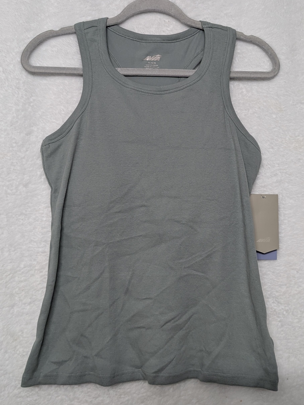 Avia Ribbed Sage Green Athletic Tank